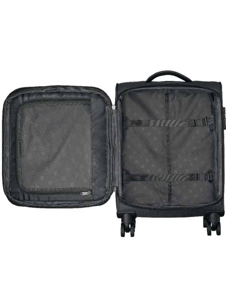 Wenger Beaumont Lite 57 Cm Small 4-Double Wheeled Softside Expandable Cabin Luggage Trolley - Black - Image 4